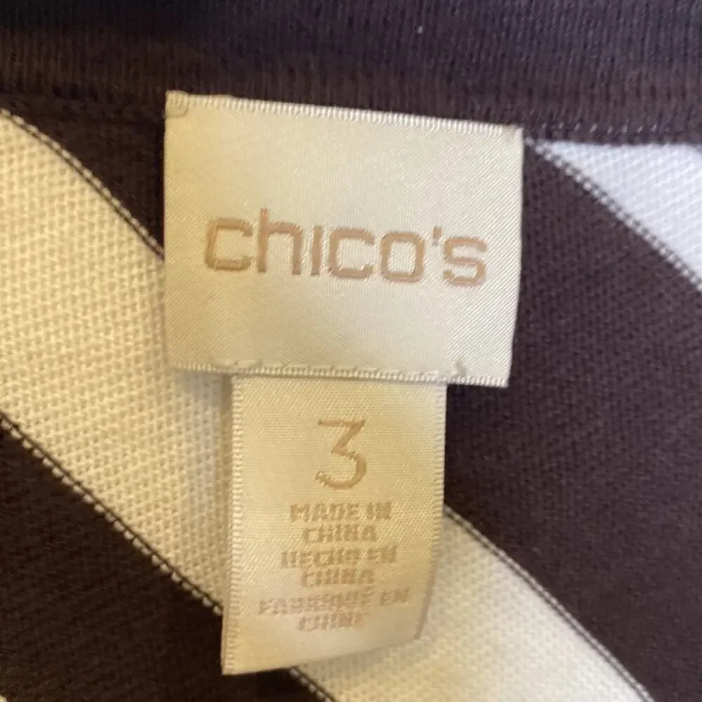 Chico’s Suki Side Tie Pullover Sweater Stripes 3/4 Sleeve Hem Tie EUC Sz XL - Picture 3 of 13
